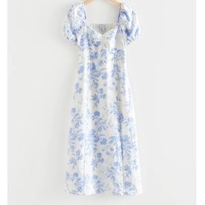 NWT & Other Stories Puff Sleeve Linen Midi Dress